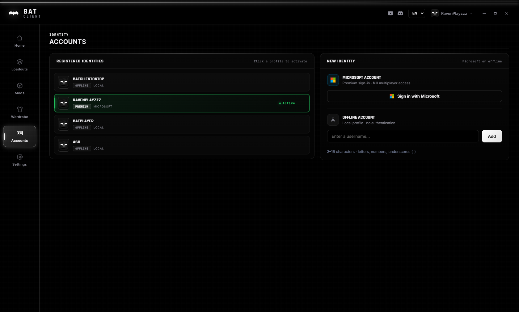 Bat Client Accounts